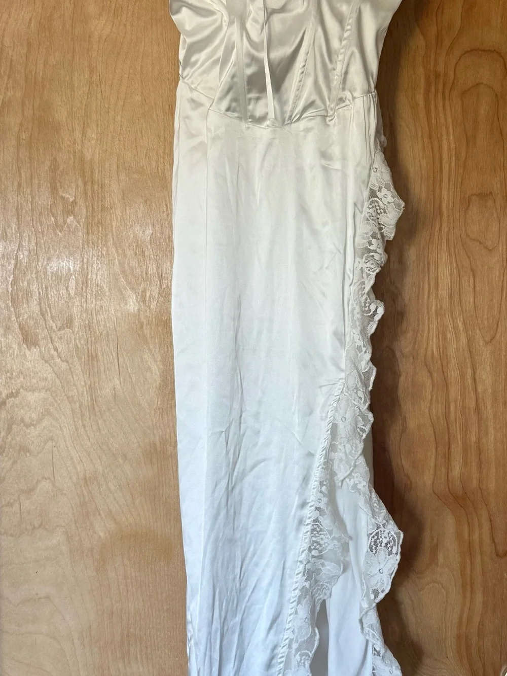 White Satin Lace Slip Dress